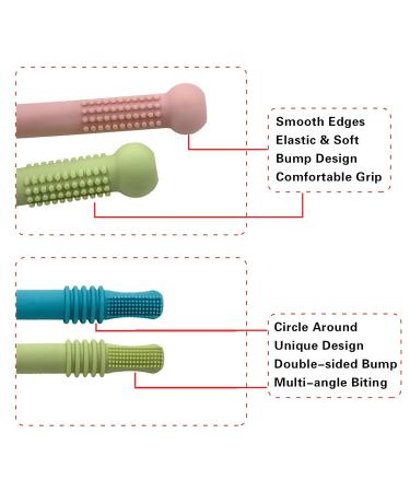 Silicone Baby Bite Tube & Chew Rings - 6 Pack Infant Sensory Toys - Molar Teething Aids for Toddlers - Buy Online on GoSupps.com