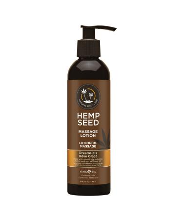 Hemp Seed Massage Lotion Dreamsicle - 8 oz - Glides Easily on Skin Absorbs Slowly & Deeply Moisturizes Leaves Skin Silky Soft - Vegan Cruelty Free