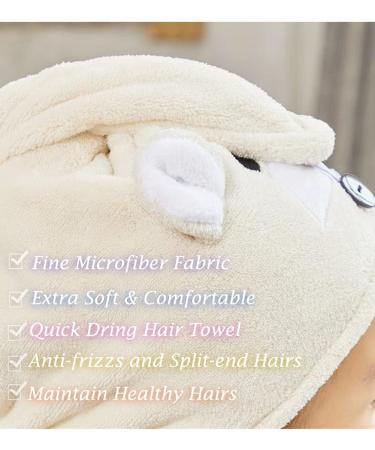 Cysocool Anti-Frizz Microfiber Hair Turban for Women | Quick-Drying Soft Towel for All Hair Types | Beige Bear Design - Buy Online on GoSupps.com