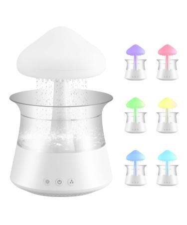 Rain Cloud Humidifier 3 in 1 Raincloud Humidifier/Essential Oil Diffuser/7 Colors Night Light Bedside Cute Raining Drop Sounds for Sleeping Aromatherapy Essential Oil Diffuser for Bedroom (White)