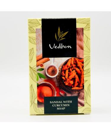 Orga nic Sandalwood & Curcumin Soap Nourishing & Anti-Aging properties Soft & younger looking skin Men & Women Paraben free Skin Britening Soap Daily Bathing Soap Sandalwood Fragnance