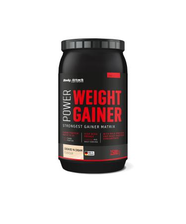 Body Attack Weight Gainer - Cookies N Cream - 1.5 kg - Mass Gainer for mass structure & muscle structure - with whey protein BCAA and carbohydrates - your low -fat mass shake for high -quality calories cookies n Cream 1.5 kg (1 Pack)