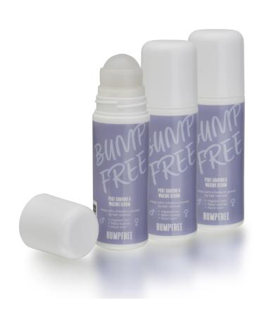 BumpFree Serum for Shaving Buttons Ingrown Hair & Razor Burns - After Shave Care for Men & Women - Roll-On 3 Ounce (Pack of 3)