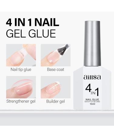 Aillsa 2PCS Gel Nail Glue for Acrylic Nails | 4 in 1 Super Strong Formula | 15ml High Capacity | UV Curing | Brush-On Nail Glue for Nail Tips, Rhinestones, Pearls & Foil - Buy Online on GoSupps.com