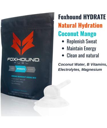 Foxhound Fuel Training Hydration Drink | Hydrate | Coconut Water | Vitamins B6 & B12 | Electrolytes | 25 Servings 2. Hydrate - Training Hydration | Coconut Mango - Buy Online on GoSupps.com