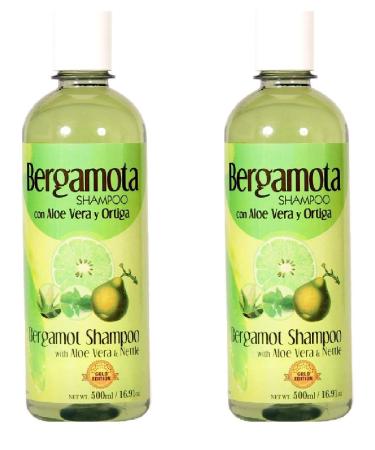 Lenico Bergamot Shampoo 500ml, Shampoo de Bergamota 500ml. Hair Regrowth Shampoo (Two Bottles) 16.91 Fl Oz (Pack of 2)