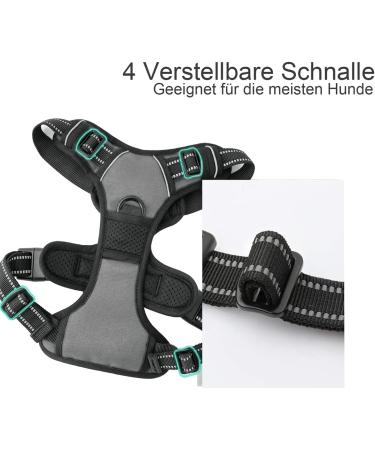 No Pull Dog Harness - Adjustable Breathable Reflective Soft Padded - Large Gray | International Shipping - Buy Online on GoSupps.com