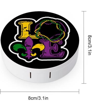 I Love Mardi Gras Fleur De Lis Round Case For Contact Lens Kit Storage Box with Mirror Printed - Buy Online on GoSupps.com