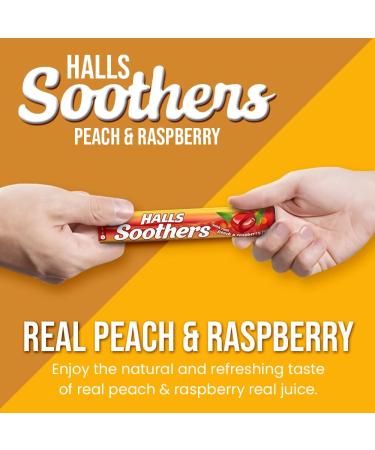 Halls Soothers 4 Peach & Raspberry Flavour 45g with Real Fruit Juice & Liquid Centre - VR Angel - Buy Online on GoSupps.com