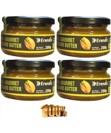 (Contains 100% pistachios) – 4 x Pufai Erendiz pistachio cream with 100% pistachios, no added sugar, no additives, no palm oil, for dubai chocolate kadayif kadaifi, 200 g