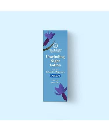 Juicy Chemistry Unwinding Night Lotion Lavender & Magnesium Body Lotion for Muscle Soreness Relief Restful Sleep & Antioxidant Skin Support 100ml Relaxing Lavender - Buy Online on GoSupps.com