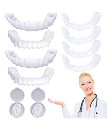 Frenzify 2 pairs artificial teeth upper and lower cosmetic veneers teeth fake braces temporary dentures to put on.