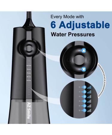 AZ Smile Cordless Water Flosser - 5 Modes Portable Oral Irrigator with 8 Tips and 300 ML Tank - Rechargeable Water Pick for Teeth Cleaning, Braces, Dental Care - Home & Travel (Black) - Buy Online on GoSupps.com