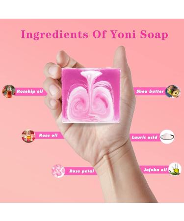 Organic Yoni Soap Bars Set of 4 for Women - pH Balanced Feminine Wash - Handmade Vagina Soap with Bubble Net - Natural Vaginal Care - 3.53 oz - Buy Online on GoSupps.com