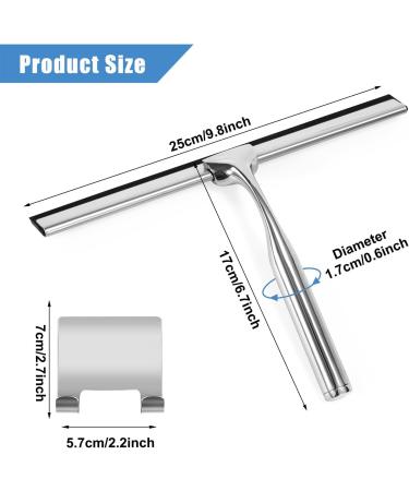 Shower Squeegee Bathroom Window Glass Squeegee All-Purpose Silicone Blade Window Glass Wiper Tools Raclette Douche for Doors Window Car Mirror Glass Ceramic Wall with Hook(10 inch Silver) - Buy Online on GoSupps.com