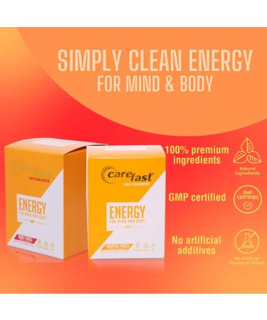 Carefast Natural Energy Powder Drink Mix - Sugar Free Keto Tropical Punch - 15 Servings with Caffeine Vitamins & Minerals - Focus & Endurance Boost - Buy Online on GoSupps.com