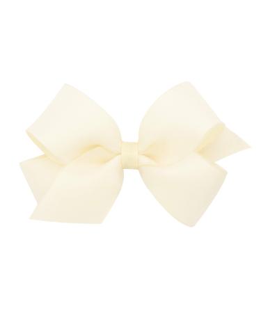 Wee Ones Girls' Grosgrain Hair Bows with Organza Overlay on a WeeStay Clip  Medium  Off White Medium Off White