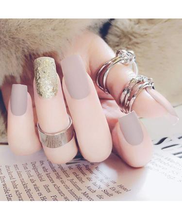 Sethain Matte False Nails - Short Square Glitter Full Cover Acrylic - 24pcs for Women & Girls - International Shipping Available - Buy Online on GoSupps.com
