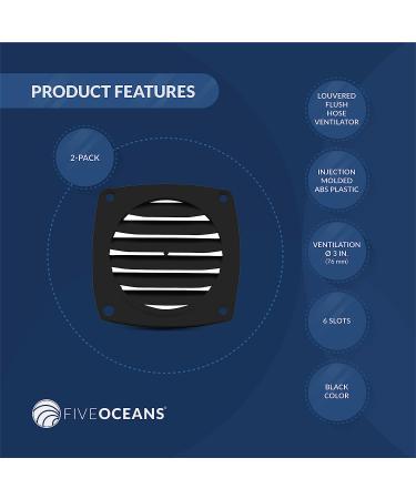 Five Oceans Air Louvered Flush Thru Vent 3 White/Black - Pack of 2 - Buy Online on GoSupps.com