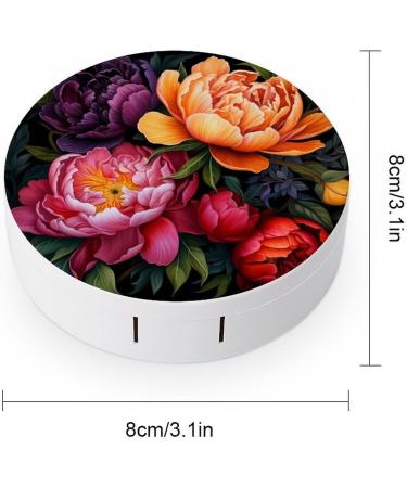 Colorful Peony Flowers Contact Lens Case with Mirror - Portable & Cute Eye Travel Kit - Buy Online on GoSupps.com