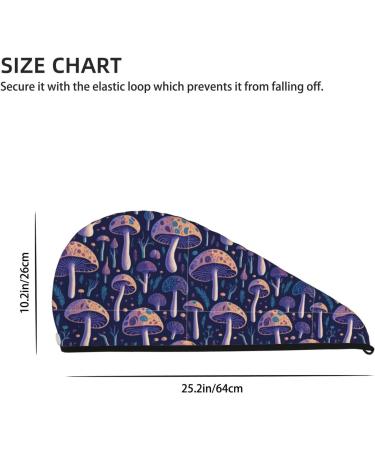 Floral Hippie Mushrooms Microfiber Hair Towel | Soft Super Absorbent Quick Dry Wrap for Women with Long Curly & Thick Hair - Buy Online on GoSupps.com