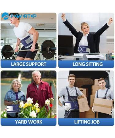 Lower Back Support Belt for Men & Women - 4 Support Struts for Back Pain Relief Scoliosis Herniated Disc - XXL Blue - Buy Online on GoSupps.com