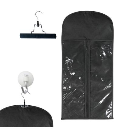 Hair Extension Wig Storage Bag Long Wig Storage Bag with Wooden Hanger Dustproof Bag for Hair Extensions Portable Dustproof Hair Extensions Carrier Holder Black - Buy Online on GoSupps.com