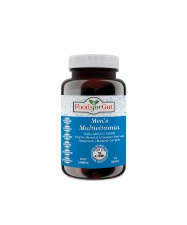 Foods For Gut Men's Multivitamin Formula | 120 Vegetarian Capsules | with Zinc, Manganese & Calcium | Multivitamins D, C, A, E, & B-Vitamins | All-in-One Multimineral & Multivitamin