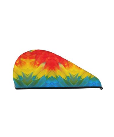 Fantastic Parrot Feather Coral Velvet Dry Hair Cap Unisex Wet Towel Wrap The Ideal Bathroom Pool Party Beach and Home Accessory
