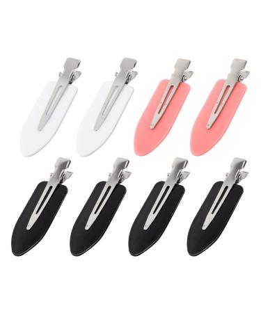 AMMON 8 Pcs Hair Clips No bend Hair Clips Makeup Hair Clips No Crease Hair Clip Creaseless Hair Clips for Salon Styling Flat Hair Clip for Women and Girls (4 Black  2 White  2 Pink) A3 4Black 2White 2Pink