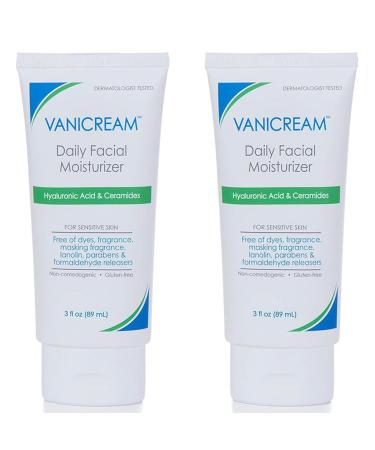 Vanicream Daily Facial Moisturizer Hyaluronic Acid & Ceramides For Sensitive Skin 3 fl Ounce (Pack of 2)