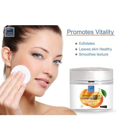  bleu & marine Bretania Gentle natural facial scrub with apricot bone suitable for all skin types. Exfoliating cream for men and women. Cleanses face lips and hands. - 200 ml - Buy Online on GoSupps.com