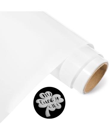 AHIJOY Puff Vinyl Heat Transfer White 3D Puffy HTV 10" x 6FT Puff Iron on Vinyl Foaming HTV Vinyl for T-Shirt Garment Fabric Clothing,White 01-White 10"x6ft