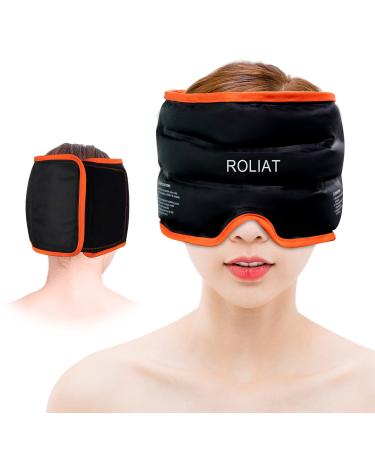 ROLIAT Headache Relief Hat Migraine Ice Head Wrap Reusable Cold Therapy Gel Pack Cold Compress Ice Cap with Soft Plush Backing for Puffy Eyes Tension Stress Pain. Form Fitting Comfortable Dark Cool
