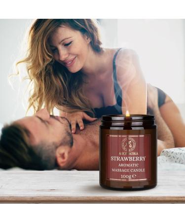 Strawberry Massage Candle 100g - Soy Wax Aromatherapy Candle with Coconut & Almond Oil | Relaxation & Body Care - Buy Online on GoSupps.com