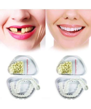 Fausses Dentaire Fausses Dents Les Placages S'enclenchent Dentier Amovible Haut Et en Bas pour Hommes Femmes Placages De Dents pour Dents Manquantes 2 Pairs