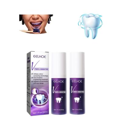 Purple Teeth Whitening Toothpaste V34 Color Corrector Serum Lila toothpaste white teeth purple tooth paste tooth lighting toothpaste removal of stains coffee smoking yellow teeth (2PC)