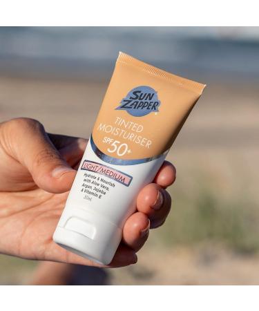 Sun Zapper Tinted Moisturiser SPF 50+ Light/Medium BB Cream Contains Aloe Vera & Vitamin E - Buy Online on GoSupps.com