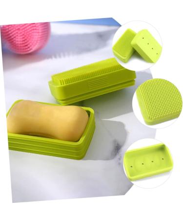 Green Healeved Box Soap Dish with Scalp Massagers, Loofah, and Silicone Shower Accessories - Buy Online on GoSupps.com