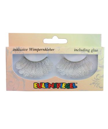 Eulenspiegel 000588 - Artificial eyelashes silver feathers 1 ml special eyelash glue instructions for carnival theme party