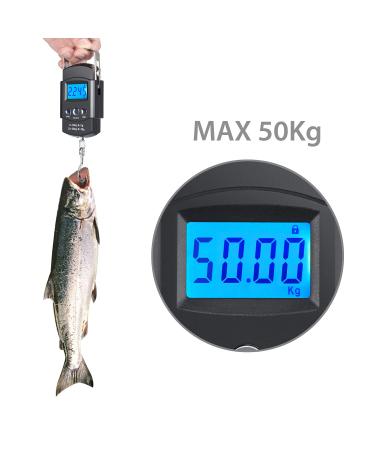 Kinstecks 50kg Fish Scale - Portable Electronic Scale with Illuminated LCD Measurement Tape for Fishing Hunting and Kitchen Use - Buy Online on GoSupps.com