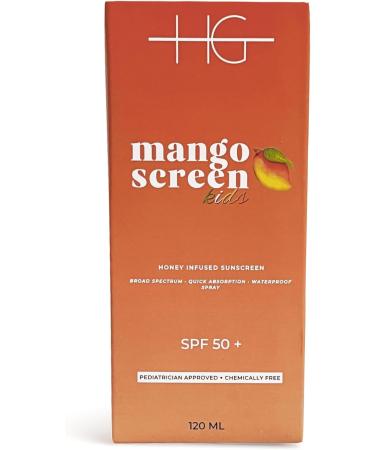  HG AESTHETICS MangoScreen Honey & Mango Sunscreen Spray SPF 50 | Organic Sun Protection for Children & Adults | Broad Spectrum UVA & UVB | Water Resistant Non-Stick Sweet Mango Scent - Buy Online on GoSupps.com