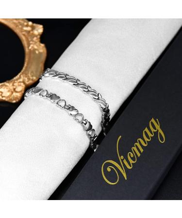 Vicmag Titanstahl Magnet Hardship Bands for Women - Ultra-Strong Magnets Elegant Design Gift Box & Tool - Silver Set of 2 - Buy Online on GoSupps.com