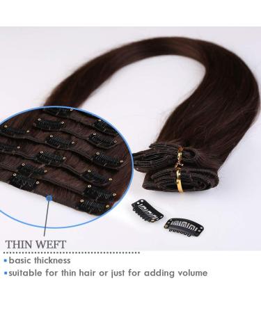 Elailite Clip In Extensions Real Hair Balayage - 18 Clips 20cm 45g - #02 Dark Brown - Premium Smooth Quality - Buy Online on GoSupps.com
