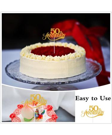 KREDHONG Golden Wedding Cake Topper 50th Anniversary Cake Topper Golden Wedding Anniversary Decorations for 50th Birthday Wedding Anniversary Decorations - Buy Online on GoSupps.com