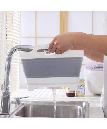 HYMS Collapsible Dish tub Dish Basin Foldable with Drain Plug Carry Handles for 9 L Capacity Dish Washing Tub Portable Dish Tub for Camping - Gray - Buy Online on GoSupps.com