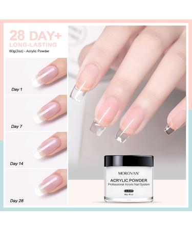 Morovan Acrylic Powder Set - Professional 4 Colors for Nail Extension - Clear Pink Nude White Polymer Powder for Acrylic Nails - Buy Online on GoSupps.com