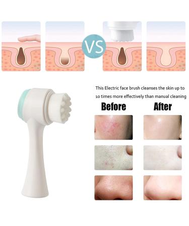 2-in-1 Silicone Face Cleaning Brush - 3D Dual Scrubber for Deep Pore Peeling & Makeup Massage - Soft Bristles for All Skin Types - Blue - Buy Online on GoSupps.com
