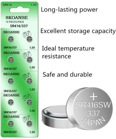 Buy SKOANBE SR416SW 337 1.55V Watch Battery (10-Pack) - Long-Lasting Reliable Power for All Your Watches - Fast International Shipping - Buy Online on GoSupps.com