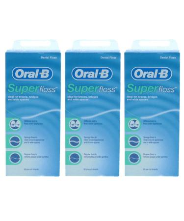 3 x Super Waxed Dental Floss 50 Strands Braces Bridge Wide Space Oral Teeth - Buy Online on GoSupps.com